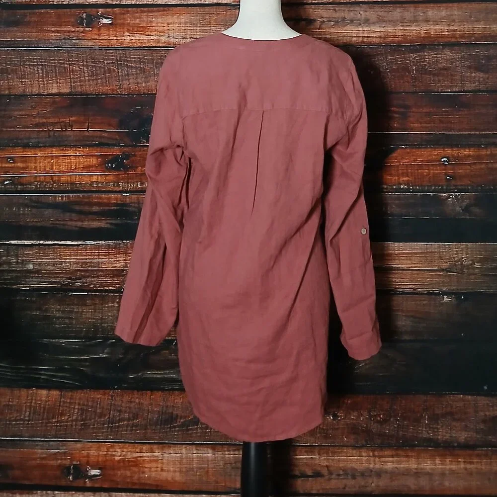 Soft Surroundings Tunic Top M Linen Blend Embroidered - Picture 4 of 8